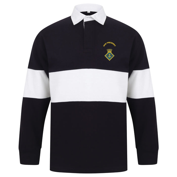 HMS President Long Sleeve Panelled Rugby Shirt
